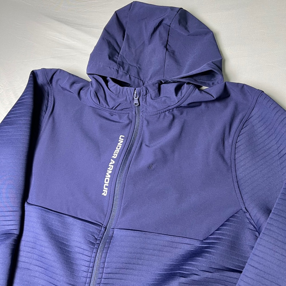 Under Armour Golf Storm Full Zip Hoodie Navy Blue Mens Large Ribbed Hybrid Coat